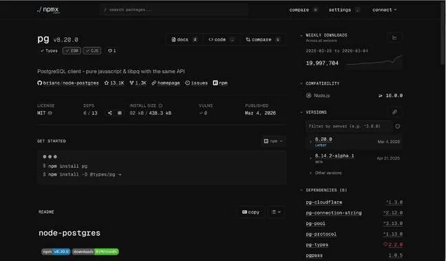 The npmx package browser is more informative and usable than the official npmjs The npmx package browser is more informative and usable than the official npmjs