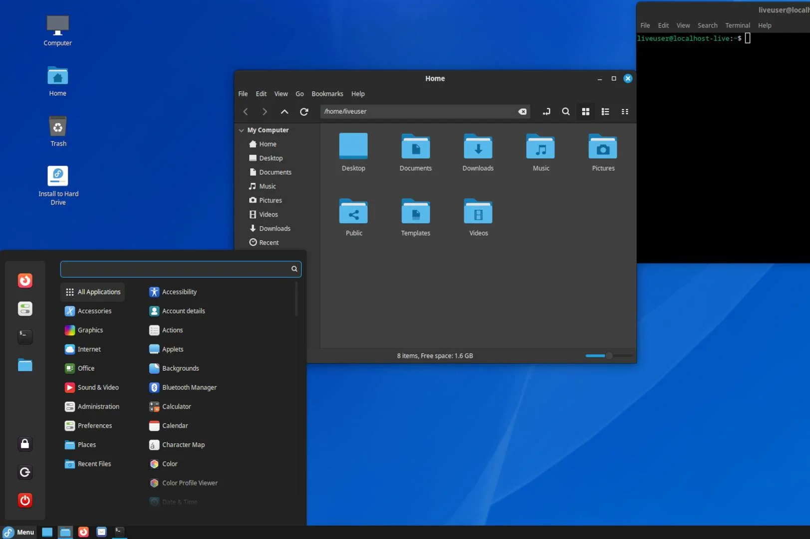 A working cinnamon desktop
