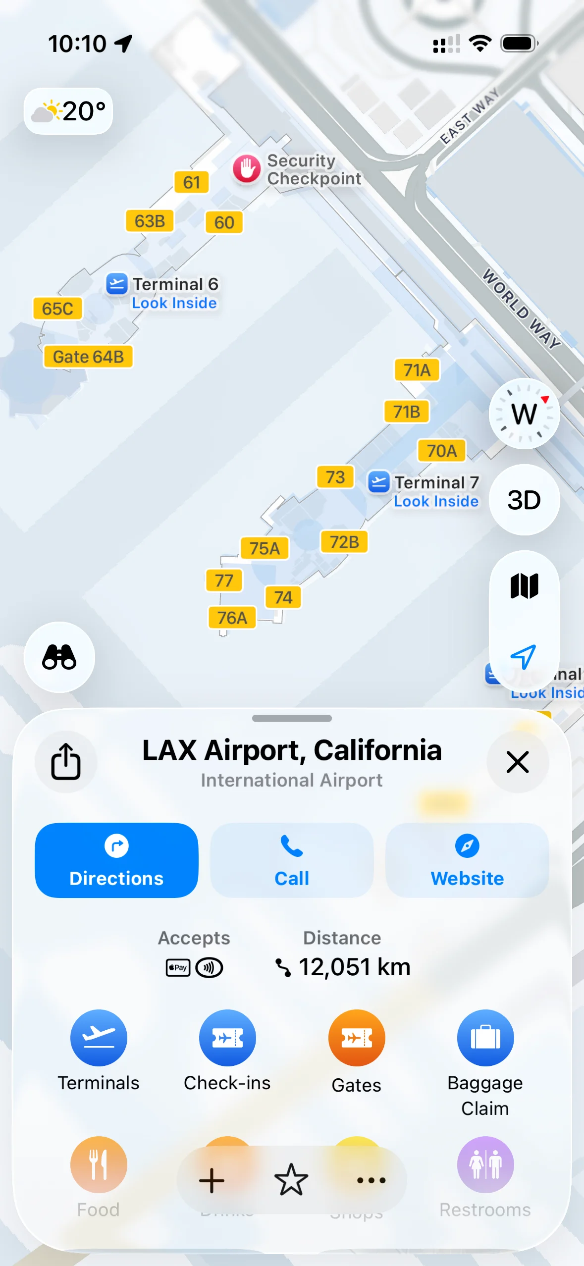 Apple Maps Airport boarding gates layout