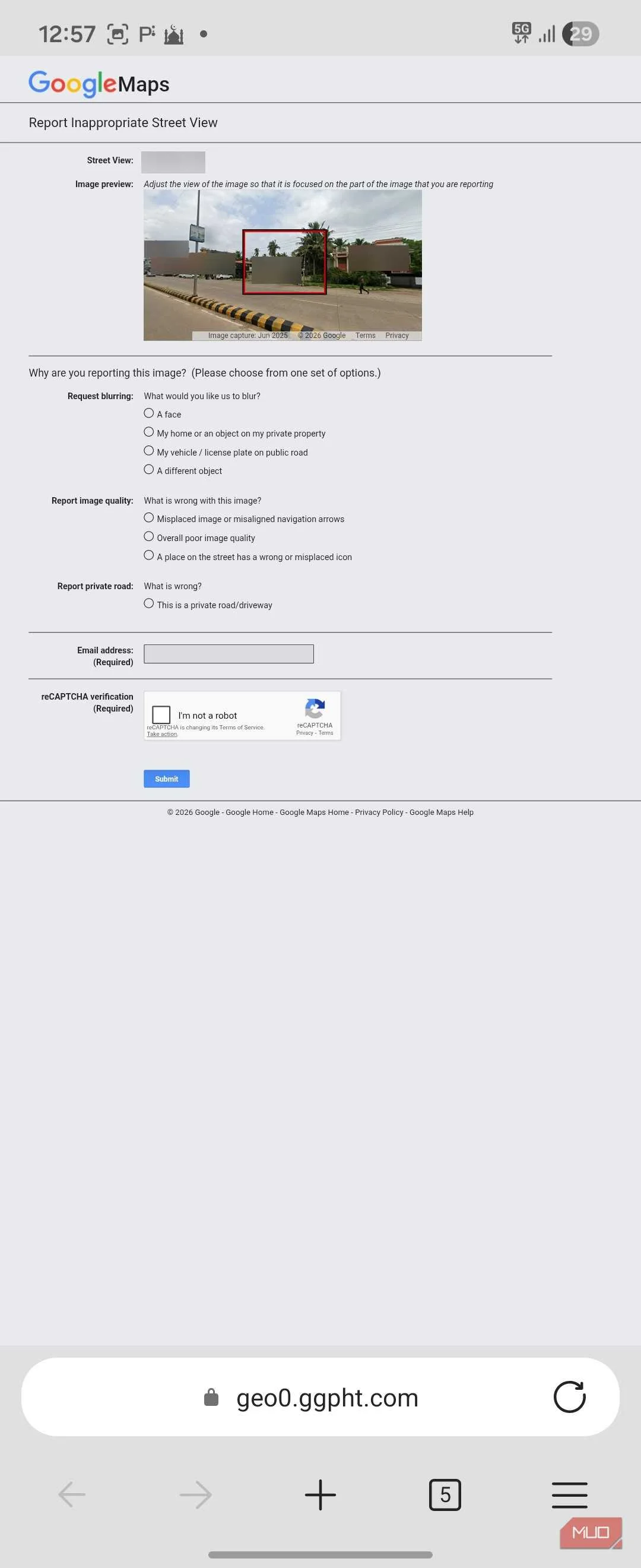 Google Maps Stree View reporting