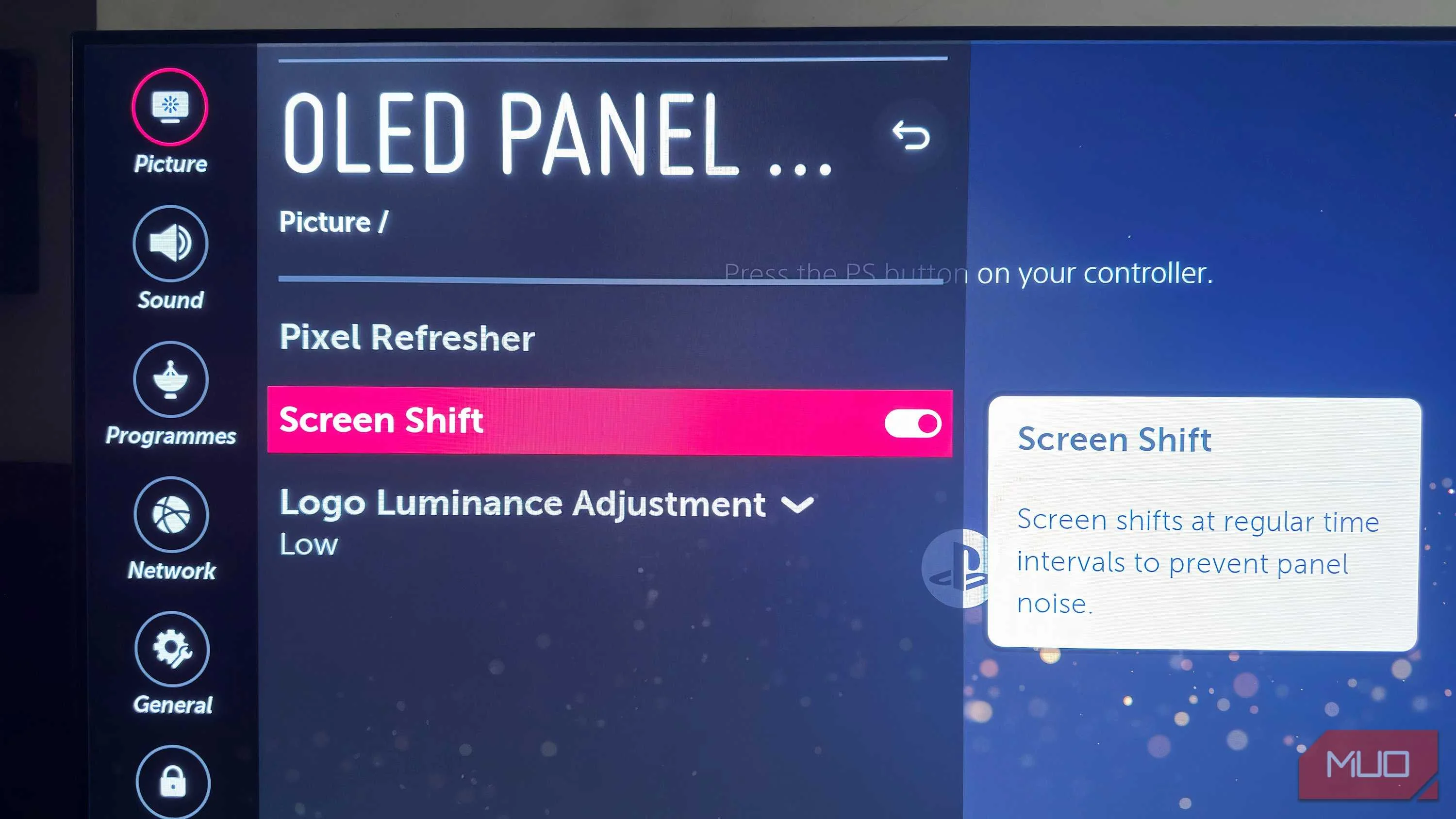 The Screen Shift feature on an LG OLED TV