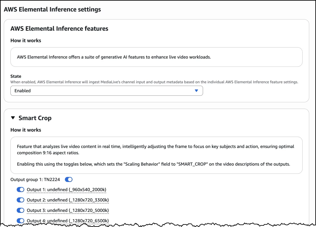 AWS MediaLive inference console